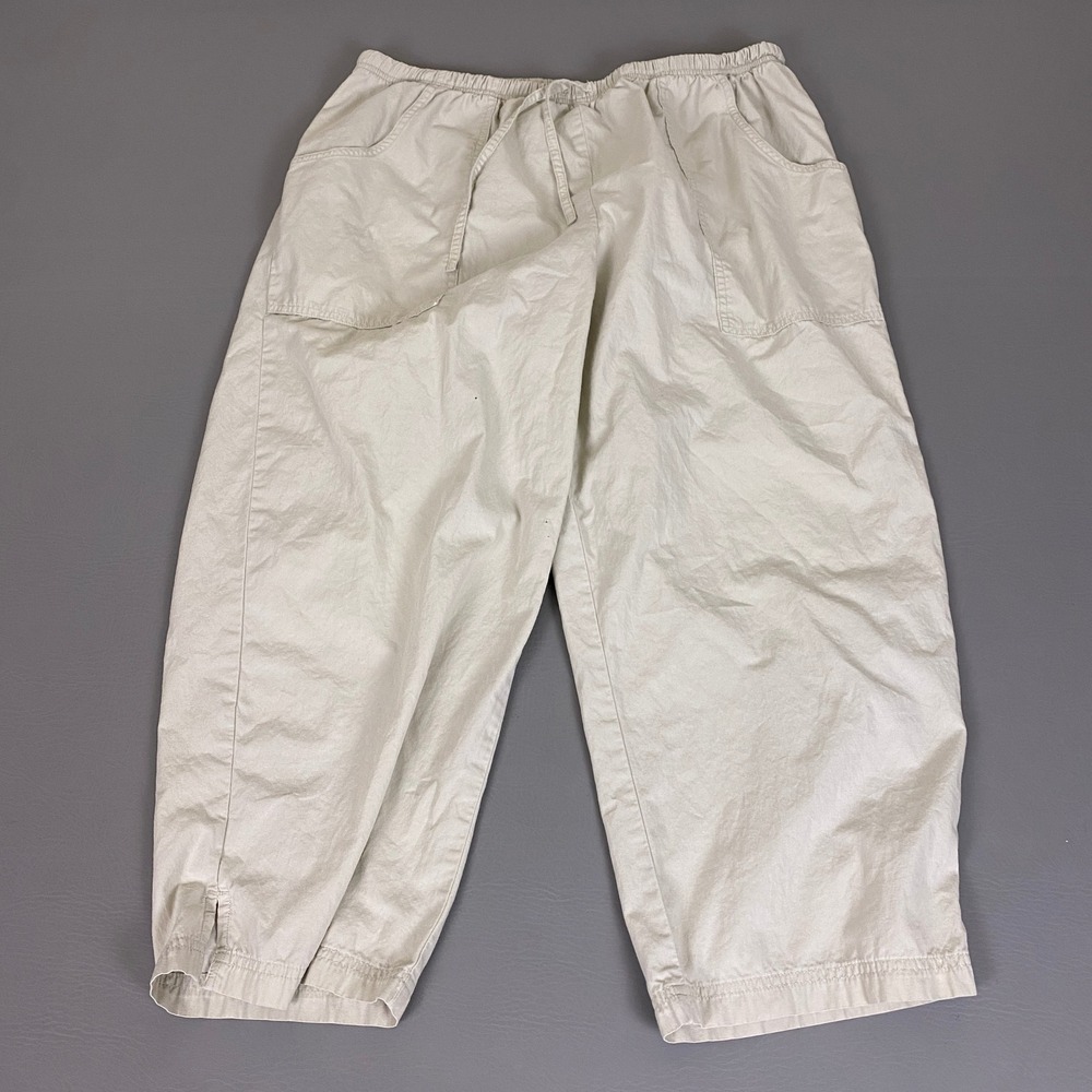 Cherokee Capri Pants Relaxed Fit Women's 18W Khaki Cotton Elastic Waist *Flaws*